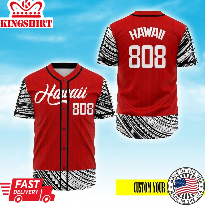 Personalized Hawaiian 808 Polynesian Baseball Tee Jersey Shirt Printed 3D