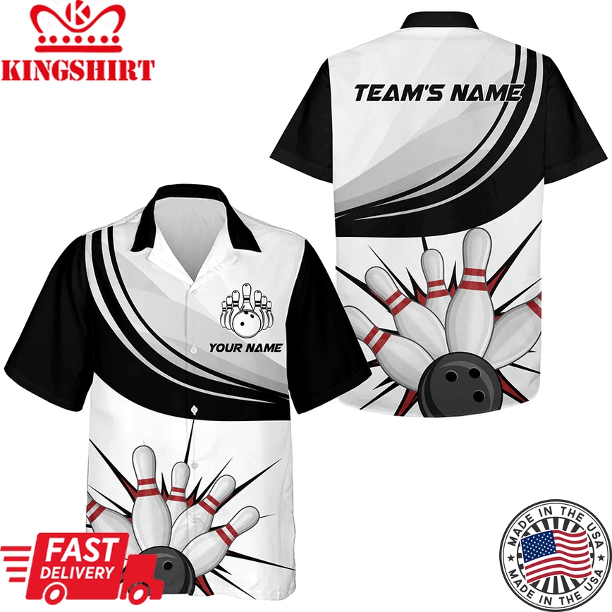 Personalized Hawaiian Bowling Shirt For Men Women, Custom Team Bowling Short Sleeve Bowlers Jersey