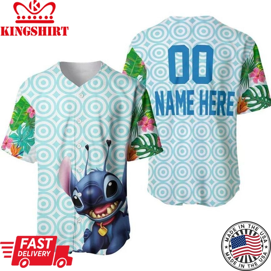 Personalized Hawaiian Stitch Flowery Pattern All Over Print Baseball Jersey Unisex Jersey Shirt