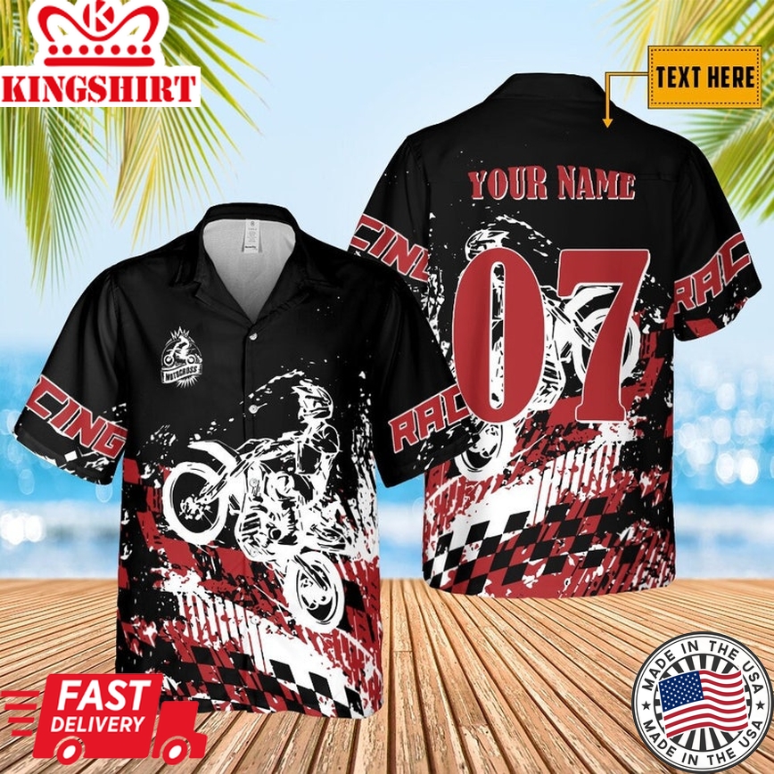 Personalized Motocross Off-Road Trendy Hawaiian Shirt, Dirt Bike Racing Shirt