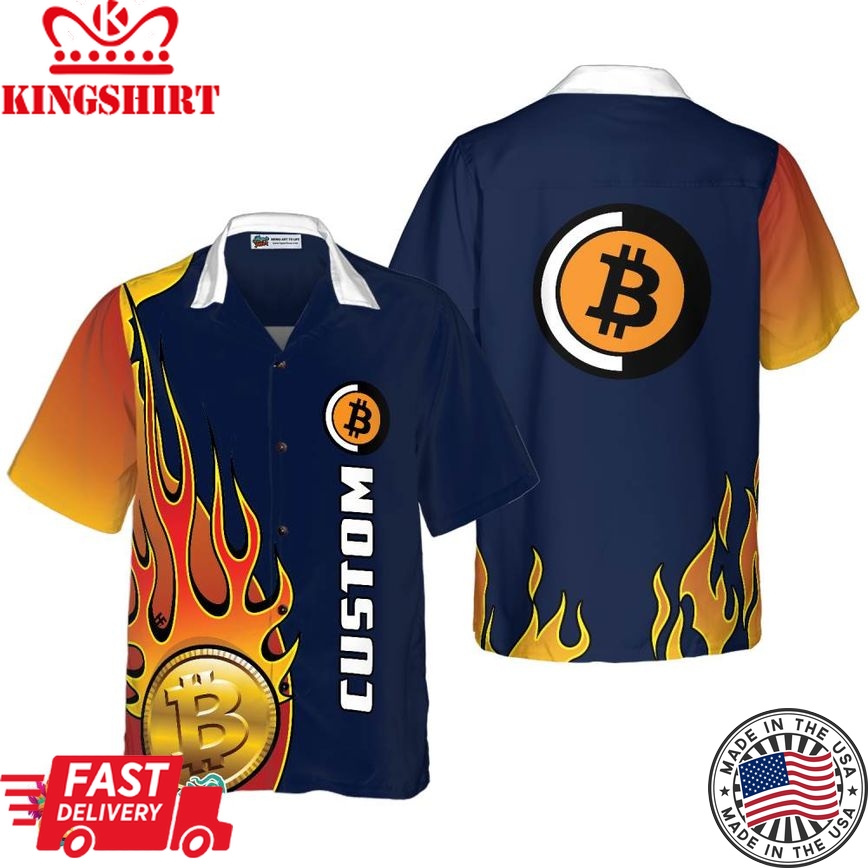 Personalized Name Bitcoin Logo Custom Hawaiian Shirt