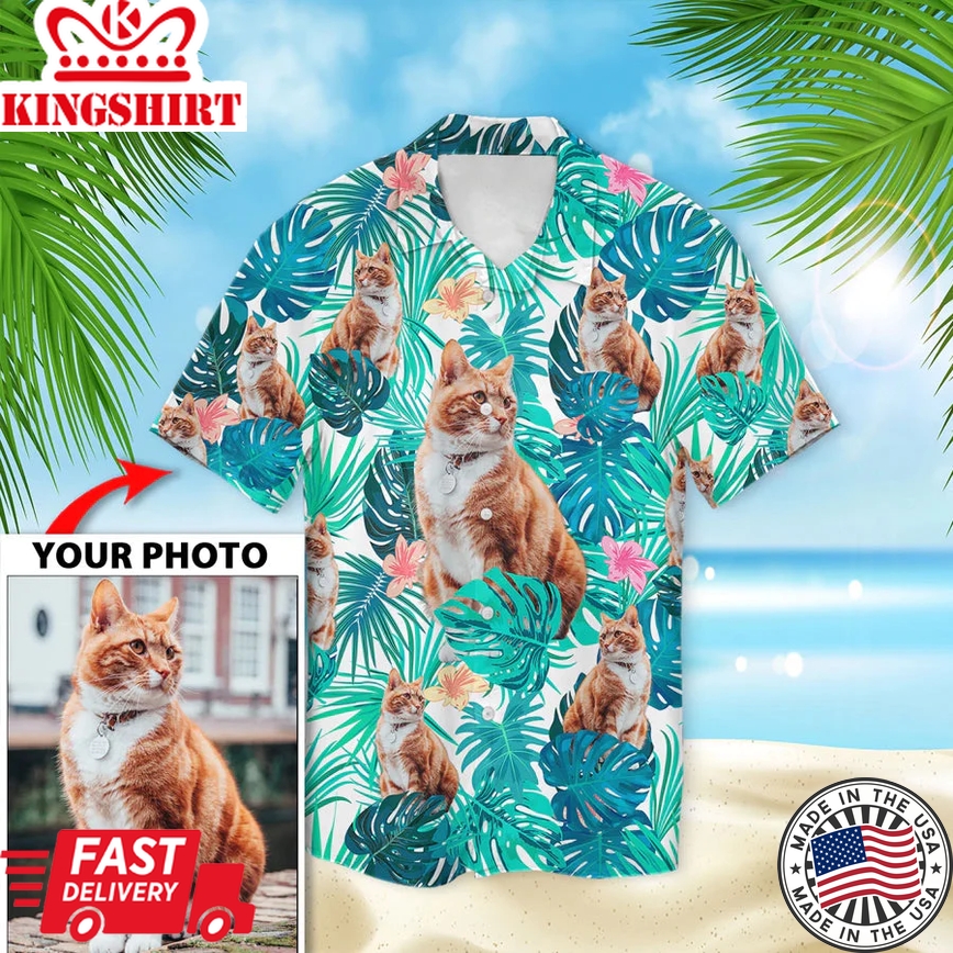 Personalized Photo Cat Trendy Hawaiian Shirt, Trendy Hawaiian Shirts For Men, Women, Gift For Cat Lovers