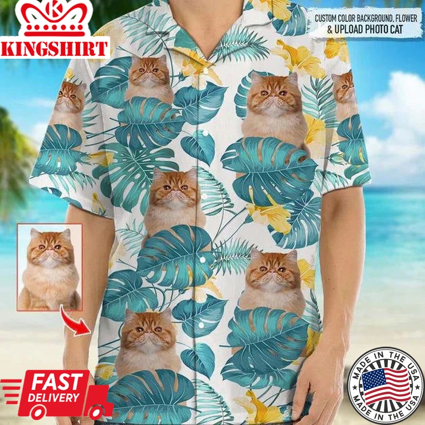 Personalized Photo Upload Cat Hawaiian Shirt