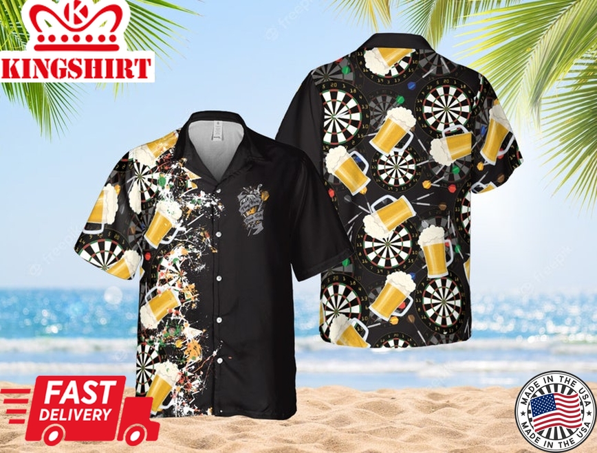 Personalized Play Darts And Drink Beer Trendy Hawaiian Shirt, Dart Board Shirt, Darts Club Hawaii Shirt