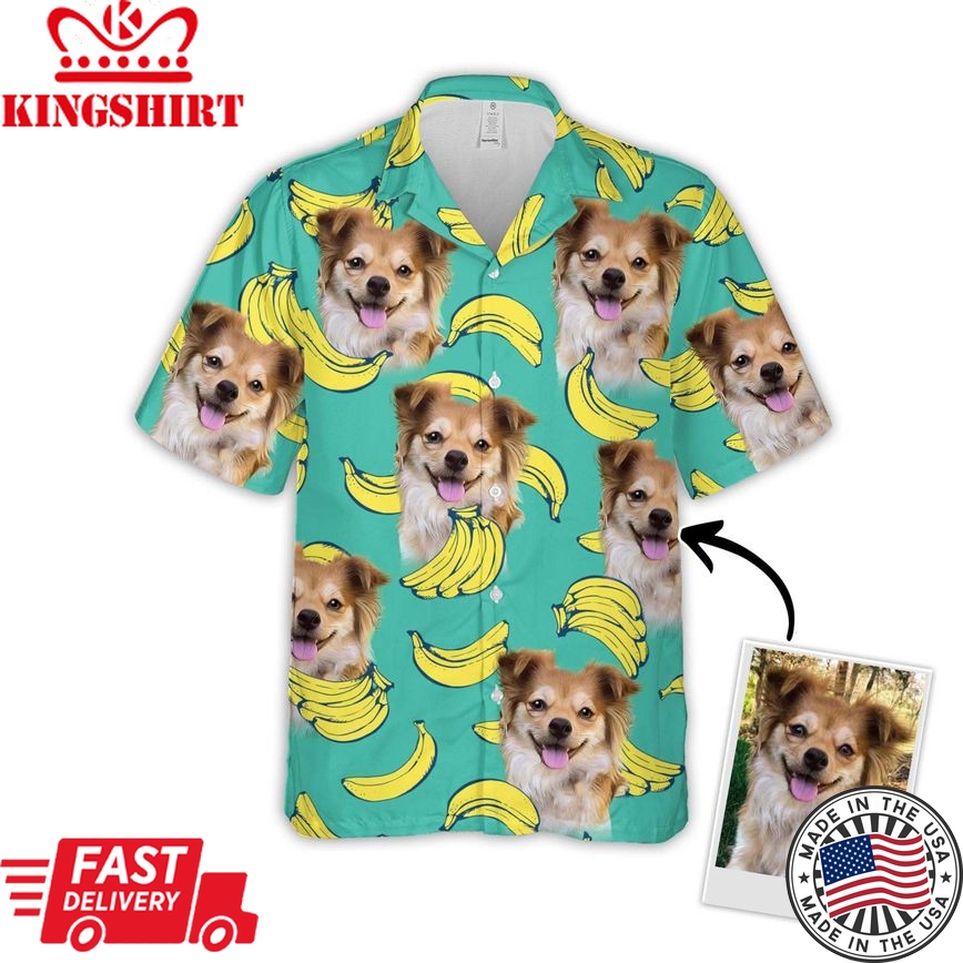 Personalized Puppy Lovers Gift Banana Pattern Mint Color Hawaiian Shirt