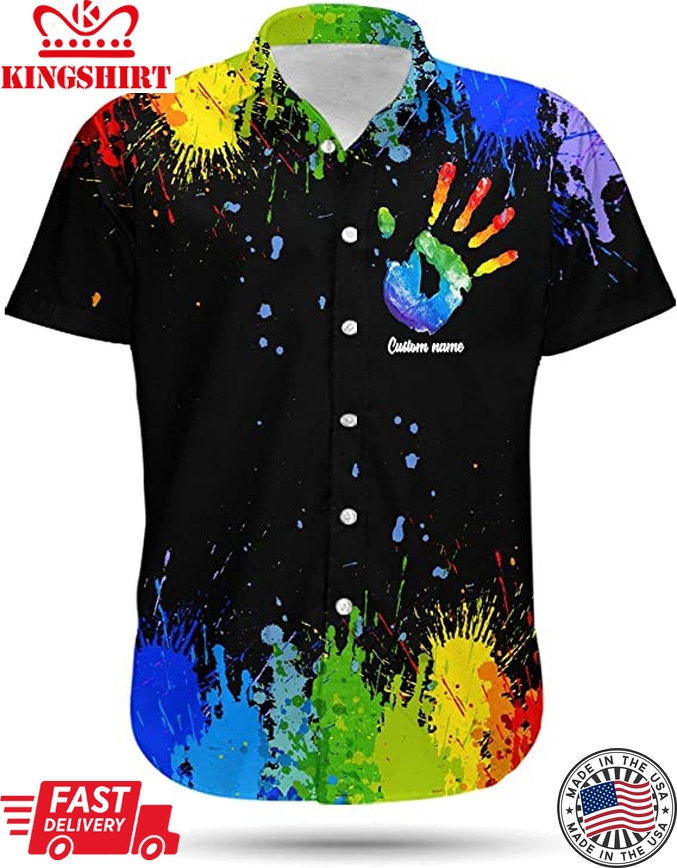 Personalized Rainbow Paint Color Lgbt Men Aloha Hawaiian Shirt For Lgbt