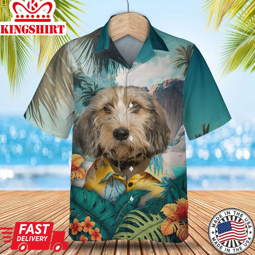 Petit Basset Griffon VendeEn - 3D Tropical Trendy Hawaiian Shirt