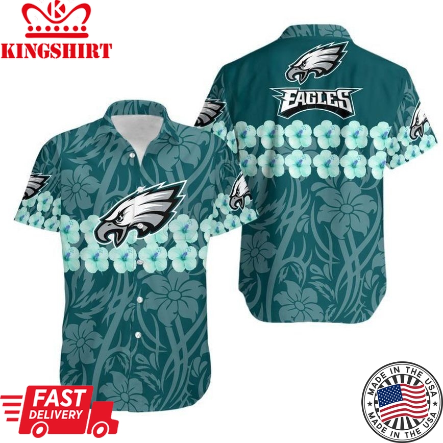 Philadelphia Eagles Flower and Logo Hawaiian Shirt and Shorts: Summer Collection, Team Spirit