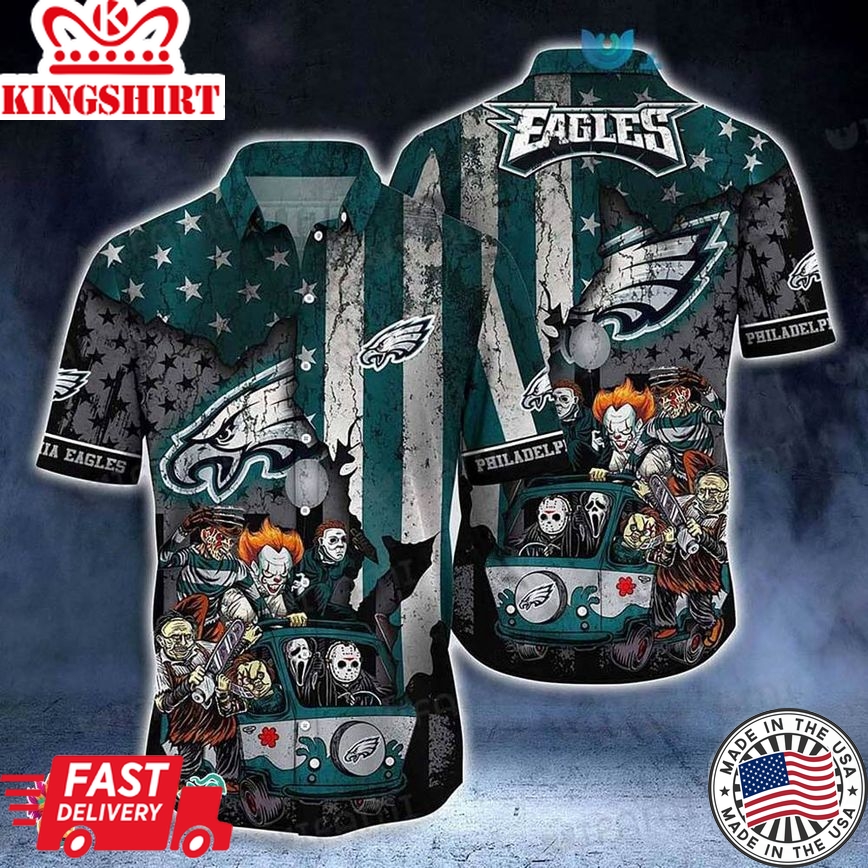 Philadelphia Eagles Hawaiian Shirt, Horror Characters In Scooby-Doo Van Philadelphia Eagles Gifts For Him