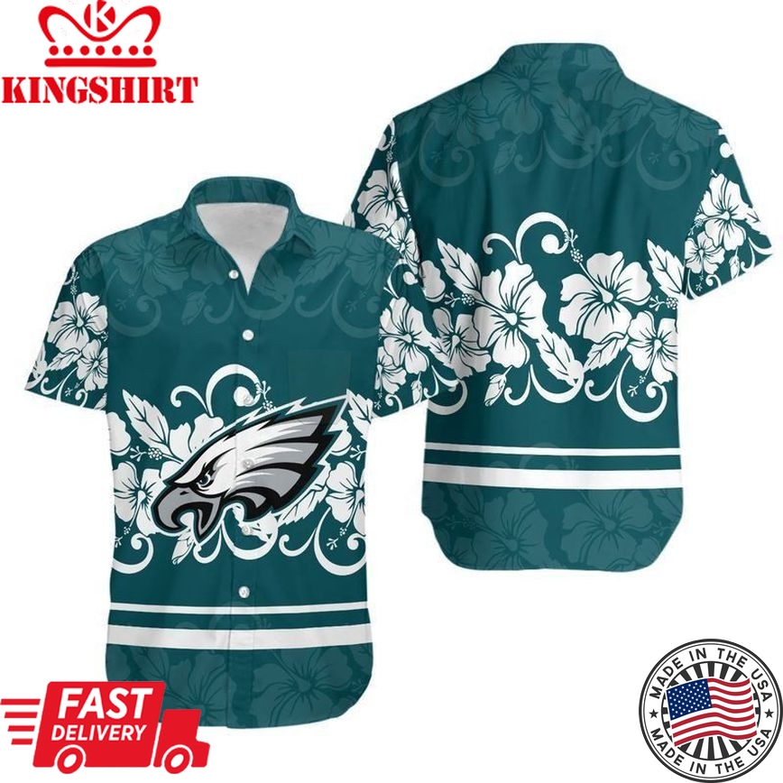 Philadelphia Eagles Hibiscus Flowers Hawaiian Shirt and Shorts: Summer Collection, Trending Hawaiian Shirts