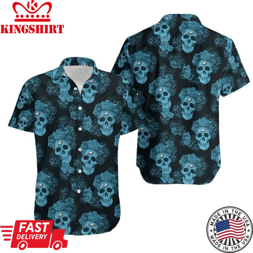 Philadelphia Eagles Mystery Skull and Flower Hawaiian Shirt and Shorts: Summer Collection