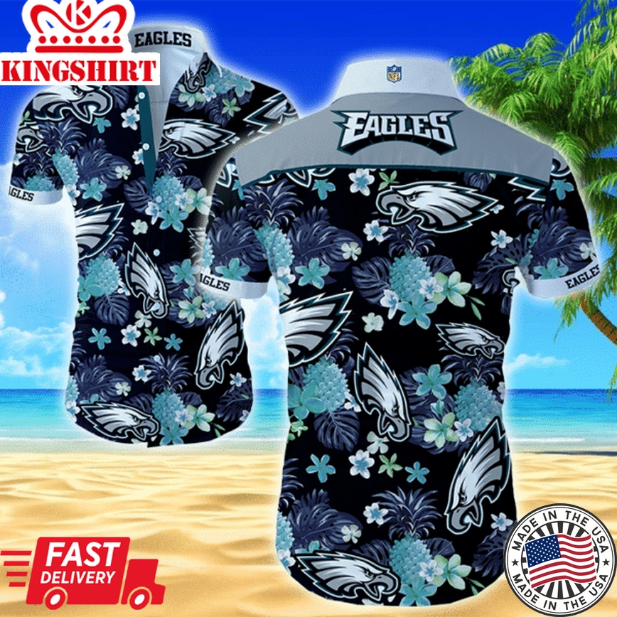 Philadelphia Eagles NFL Hawaiian Shirt: Graphic Print, Short Sleeve, Perfect for Summer