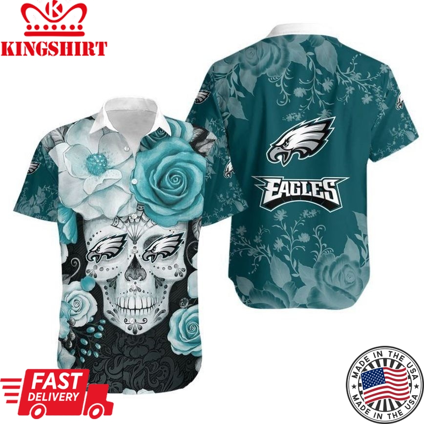 Philadelphia Eagles Skull NFL Hawaiian Shirt: Perfect Gift for Fan, Graphic Print