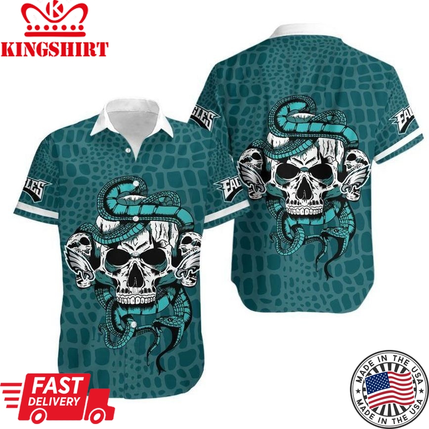 Philadelphia Eagles Snake and Skull Hawaiian Shirt and Shorts: Summer Collection