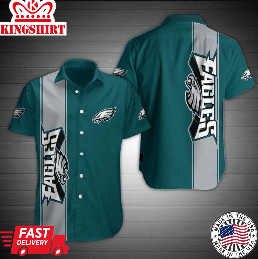 Philadelphia Eagles Team Color Button NFL Hawaiian Shirt: Graphic Print, Short Sleeve