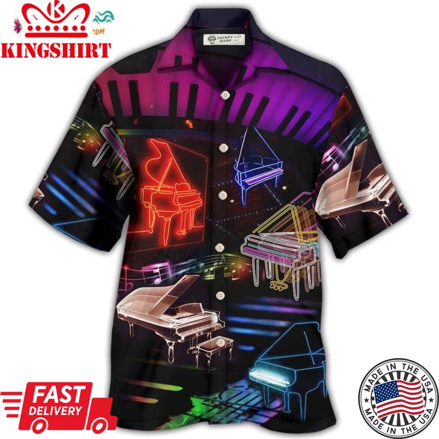 Piano Neon Style Music Lover Hawaiian Shirt