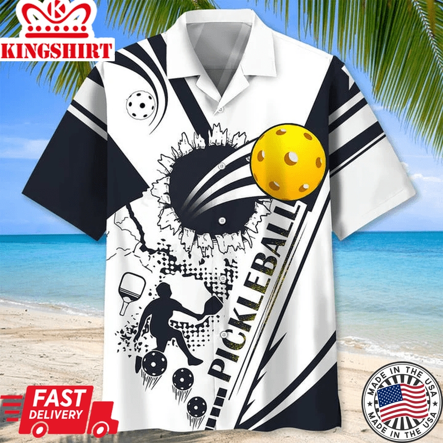 Pickleball Black And White Trendy Hawaiian Shirt, Pickleball Shirt, Trendy Hawaiian Shirt For Men And Women