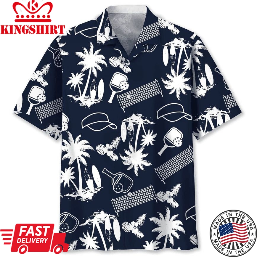 Pickleball Black Trendy Hawaiian Shirt