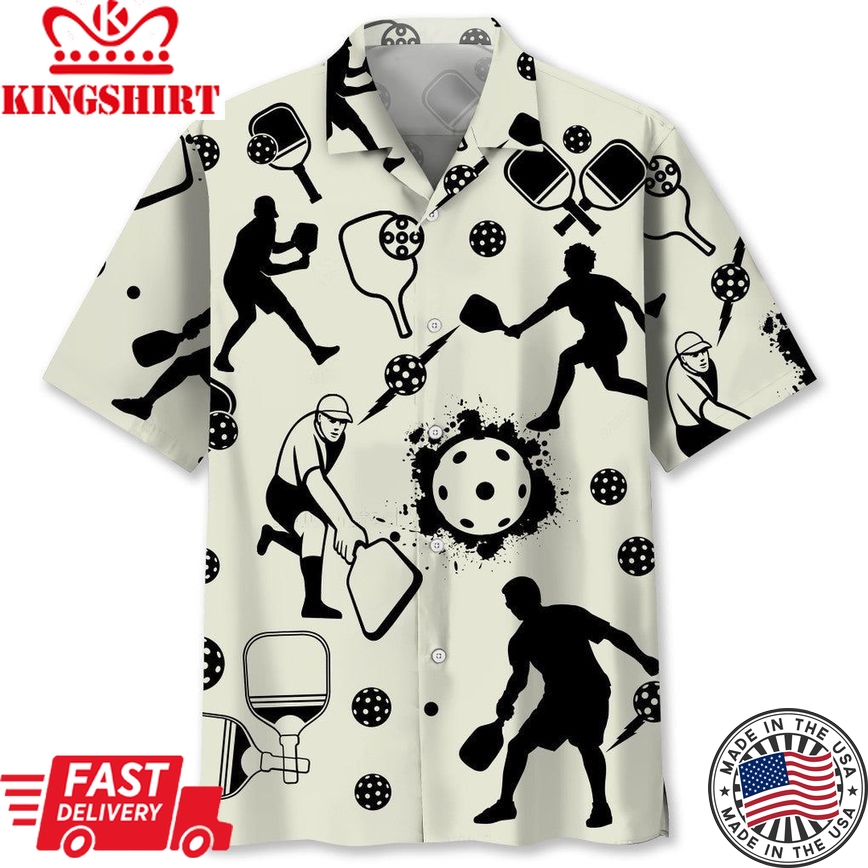 Pickleball Icon Bw Trendy Hawaiian Shirt