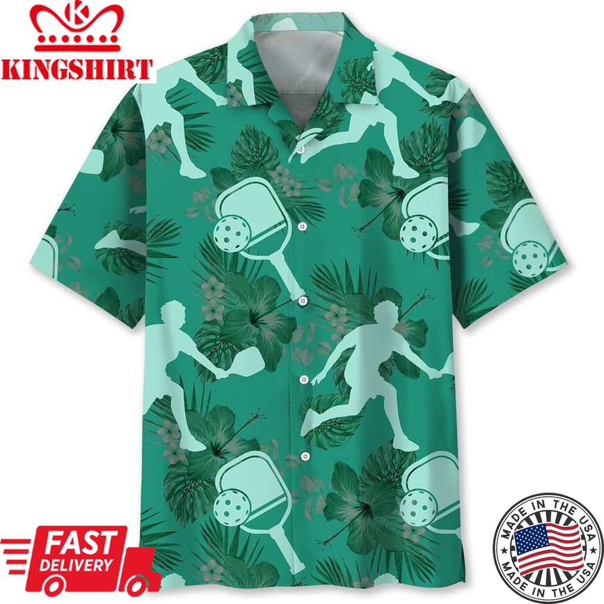 Pickleball Kelly Green Trendy Hawaiian Shirt