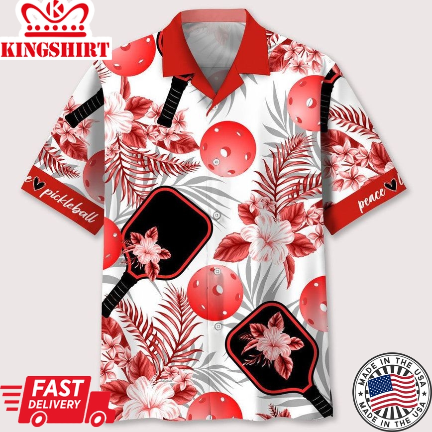 Pickleball Red Trendy Hawaiian Shirt