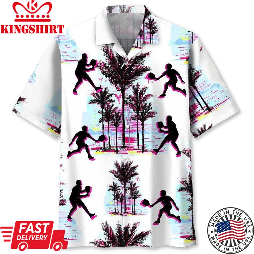 Pickleball White Trendy Hawaiian Shirt