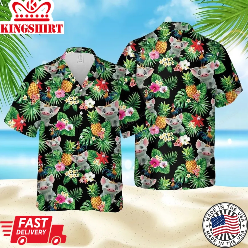 Pig And Chicken Trendy Hawaiian Shirt