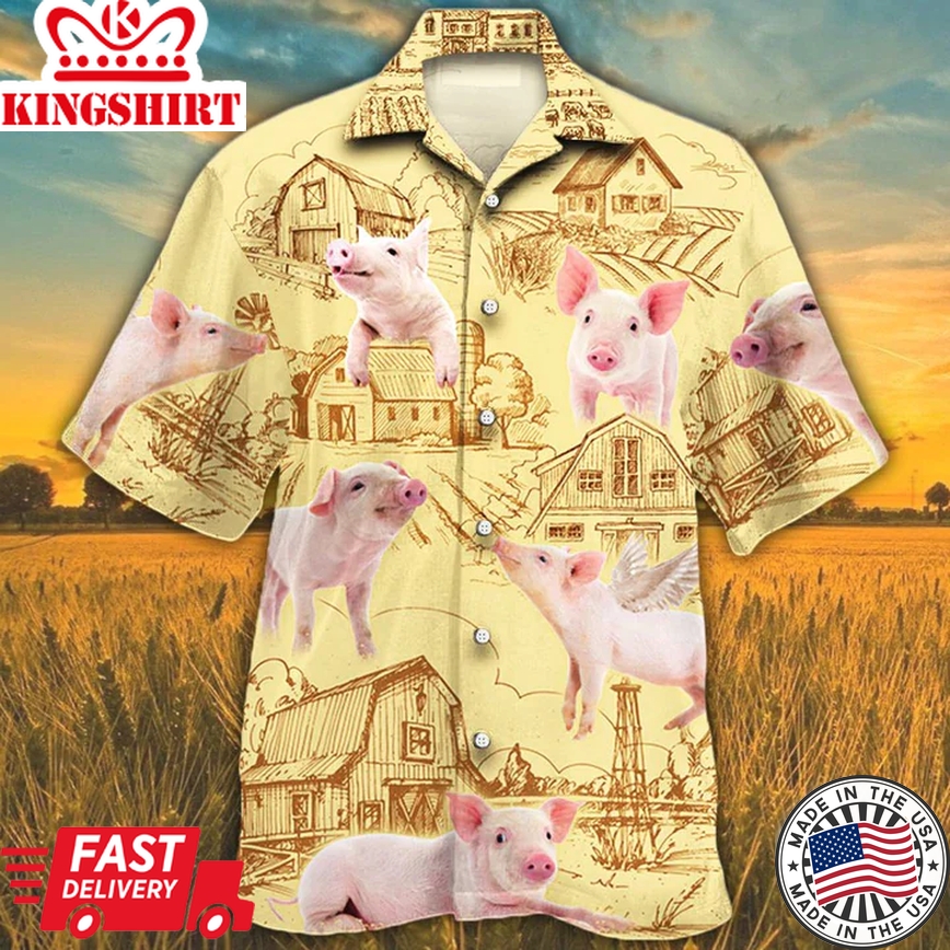 Pig Lovers Farm Trendy Hawaiian Shirt, Summer Trendy Hawaiian Shirt For Men Women