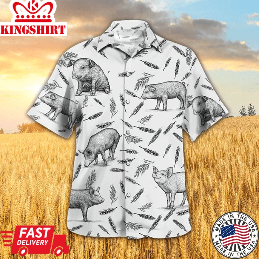 Pig Pattern All Printed 3D Trendy Hawaiian Shirt