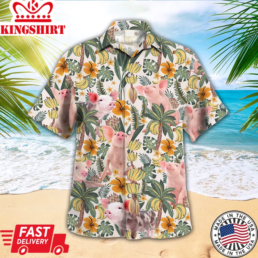 Pig Trendy Hawaiian Shirt, Animal Trendy Hawaiian Shirts, Farmer Shirt For Men And Women