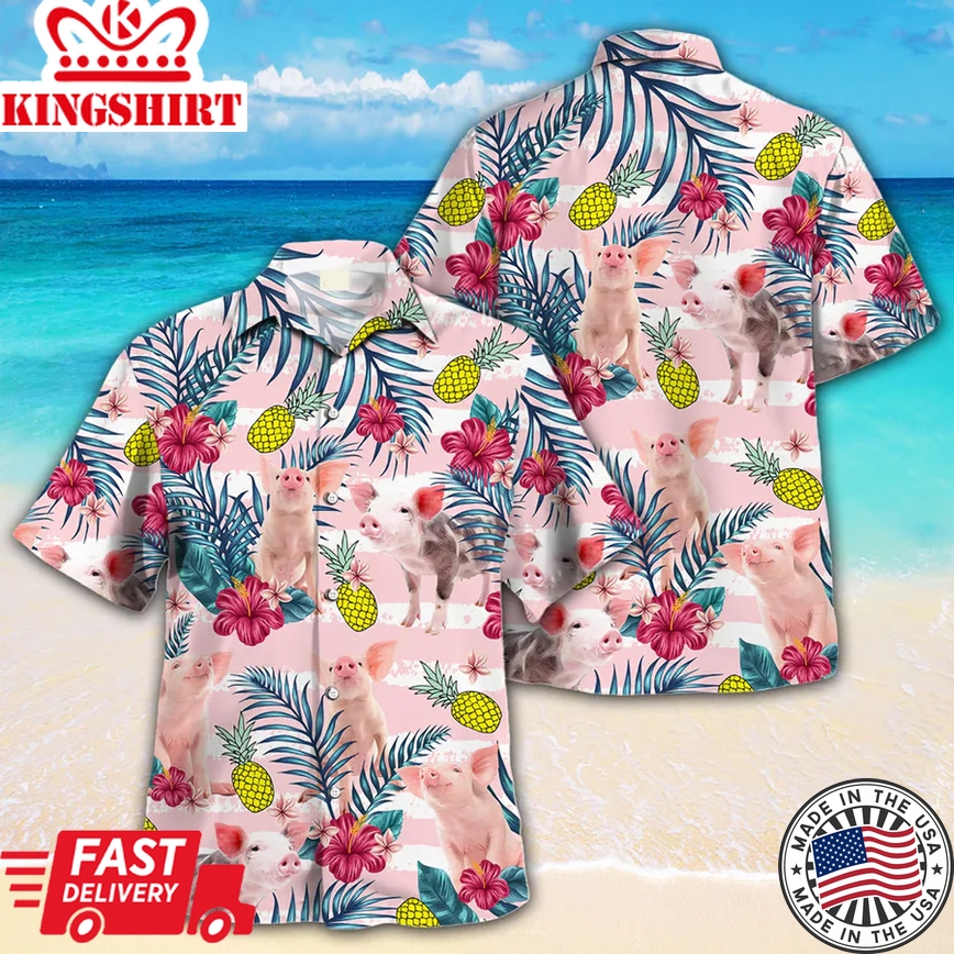 Pig Trendy Hawaiian Shirt For Farm Lovers - Pig Trendy Hawaiian Shirt, Trendy Hawaiian Shirt For Men And Women