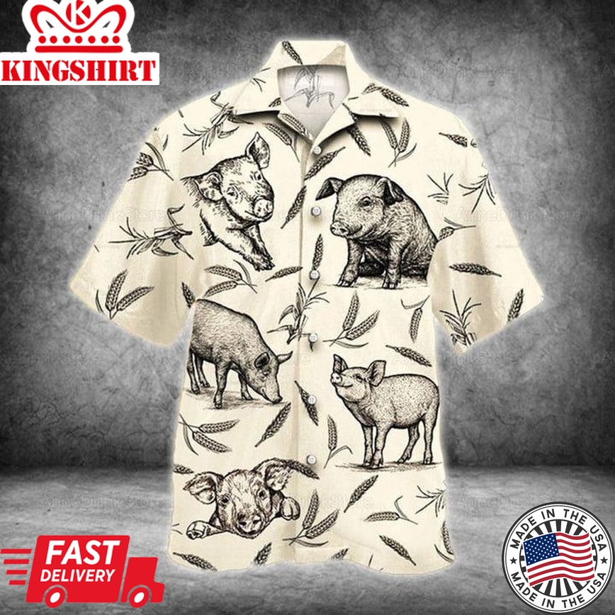 Pig Trendy Hawaiian Shirt, Pig Summer Shirts, Aloha Trendy Hawaiian Shirts For Men,, New Trendy Hawaiian Shirt