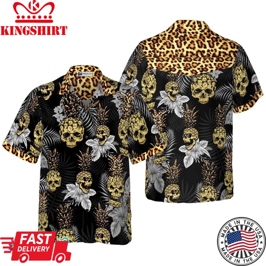 Pine Apple Skull Leopard Tropical Hawaiian Shirt