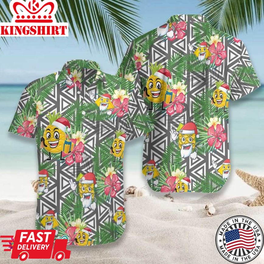 Pineapple Face Santa Claus Hawaiian Shirt