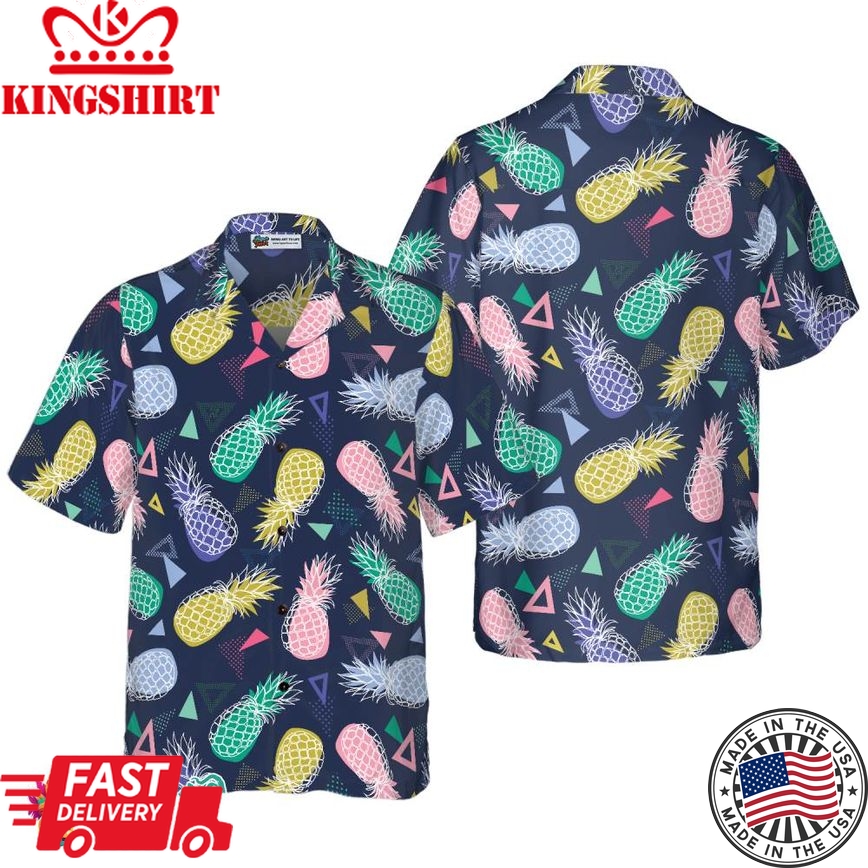 Pineapple Fruits In Memphis Style Hawaiian Shirt