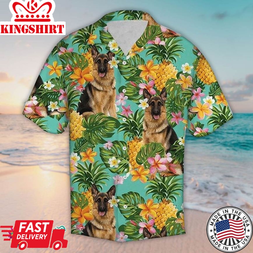 Pineapple German Shepherd Colorful Amazing Hawaiian Aloha Beach Shirt