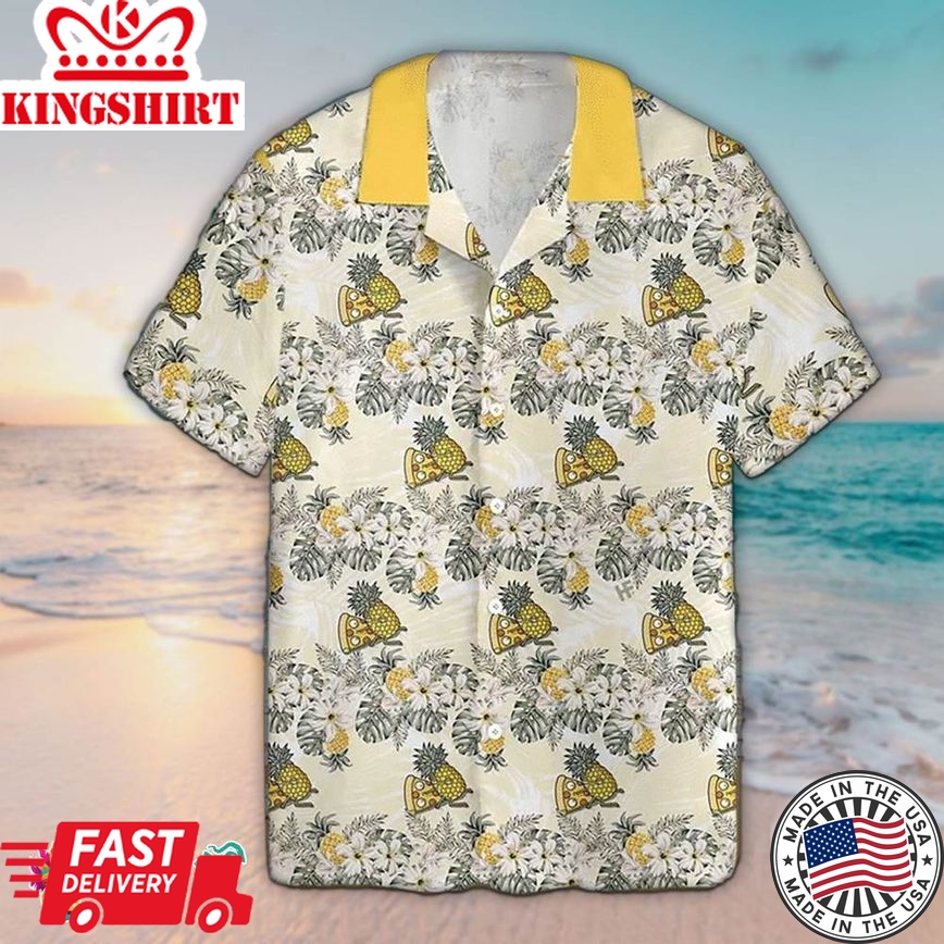 Pineapple Hawaiian Shirt Cartoon Pizza Pineapple Hawaiian Aloha Beach Shirt