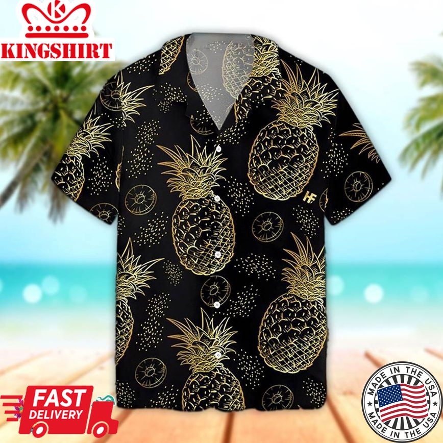 Pineapple Hawaiian Shirt Pineapple Pattern 3D Hawaiian Aloha Beach Shirt