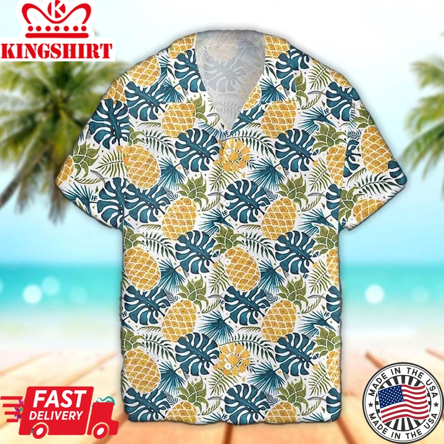 Pineapple Hawaiian Shirt Tropical Pineapple 3D Hawaiian Aloha Beach Shirt