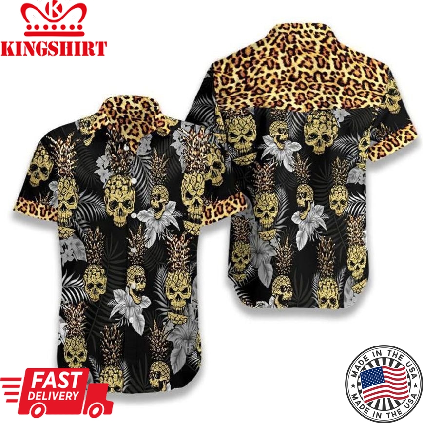 Pineapple Skull Leopard Trendy Hawaiian Shirt