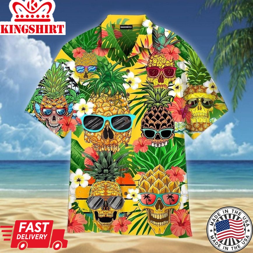 Pineapple Skull Tropical Trendy Hawaiian Shirt For