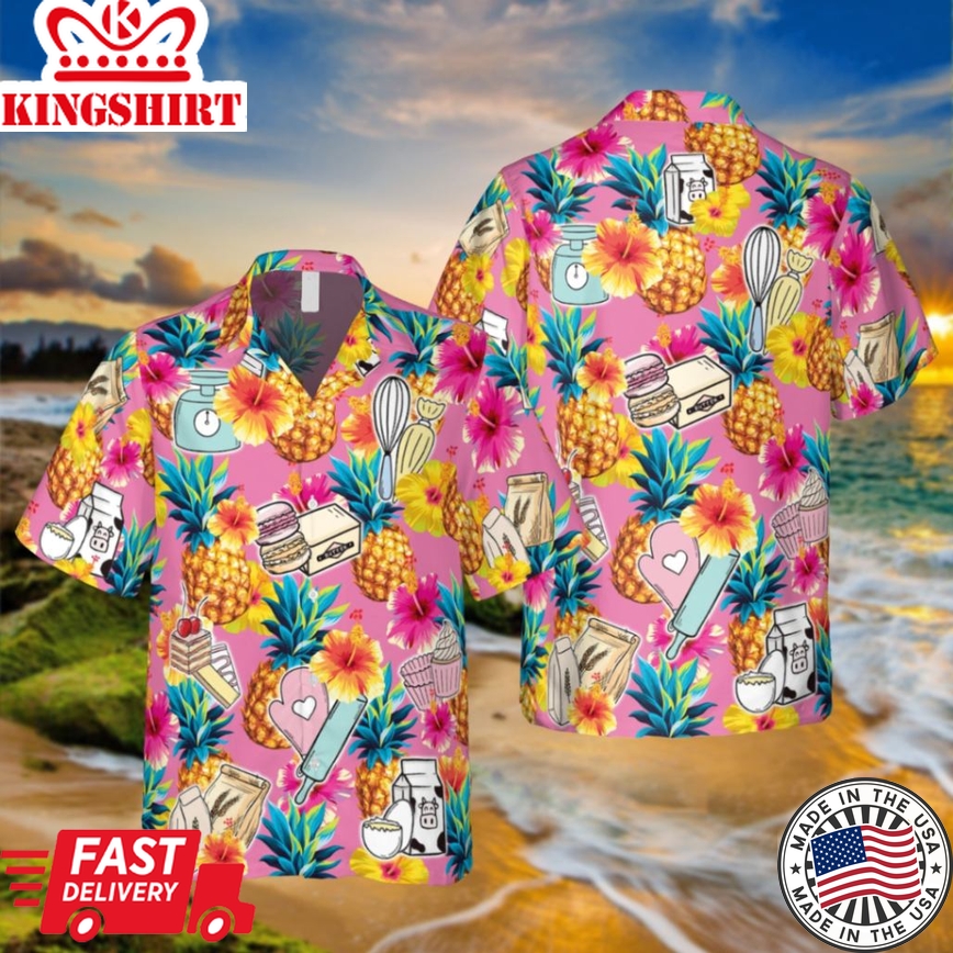 Pink Bakery Trendy Hawaiian Shirt, Summer Shirt Fot Her