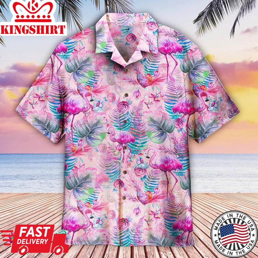 Pink Flamingo Hawaiian Aloha Beach Shirt