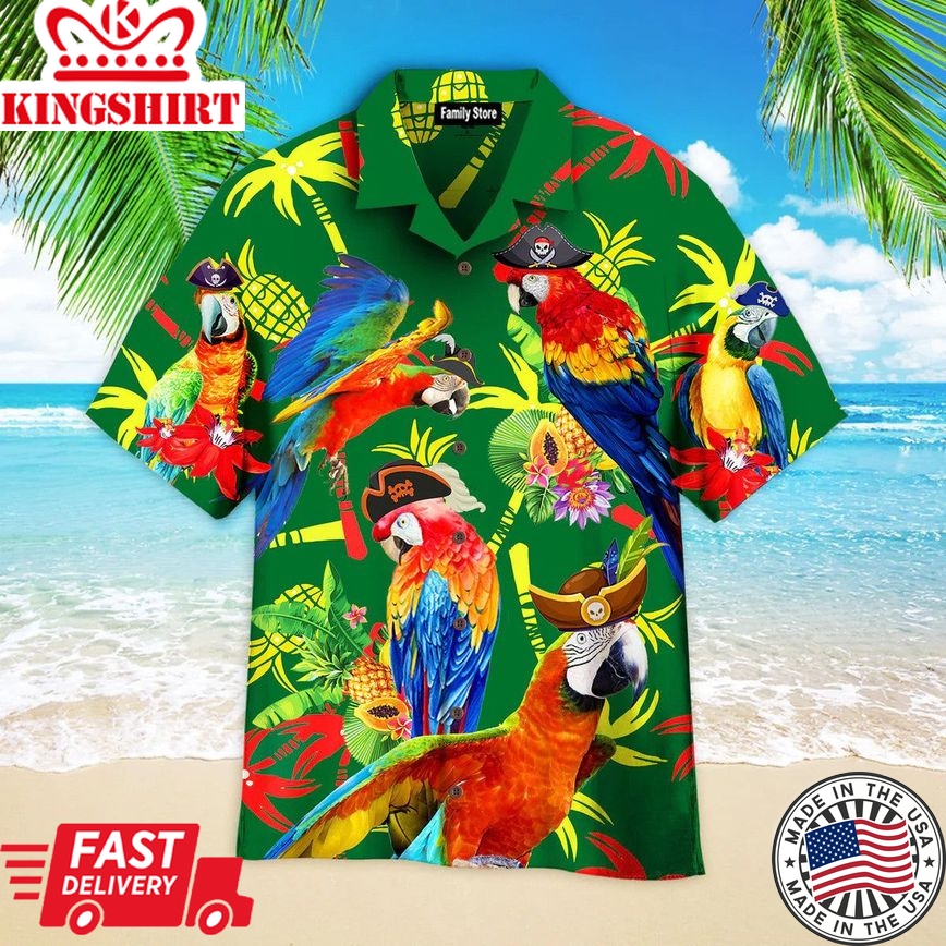 Pirate Parrots Tropical Hawaiian Shirts