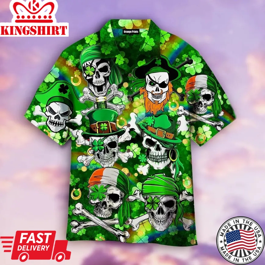 Pirate Skull St Patrick's Day Trendy Hawaiian Shirt For