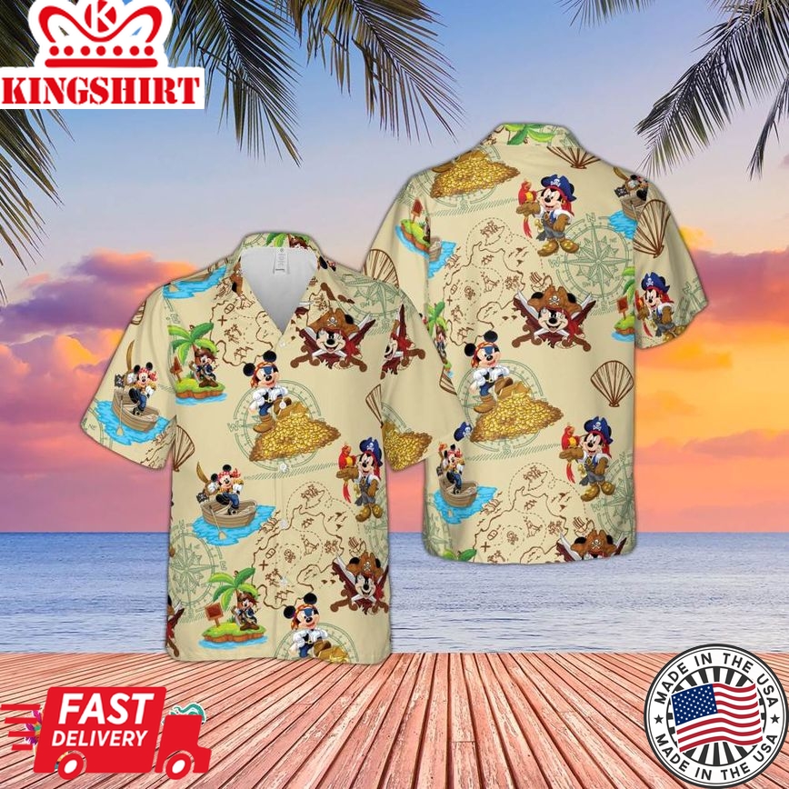 Pirates Mickey Mouse Hawaiian Shirt, 3D Disney Hawaii Holiday Beach Shirt, Tropical Hawaiian Shirt, Mickey Mouse Lover, Disney Lover