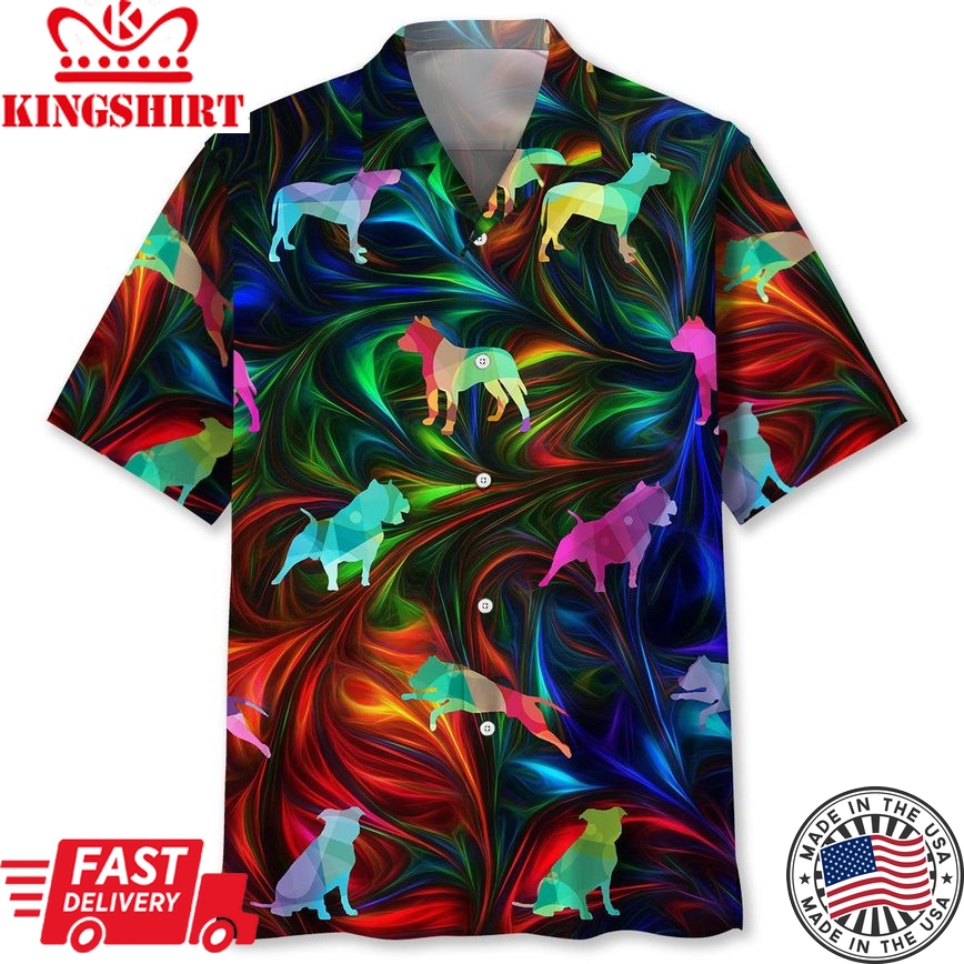 Pit Bull Color Trendy Hawaiian Shirt