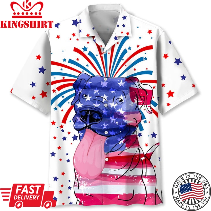 Pit Bull Independence Day Trendy Hawaiian Shirt