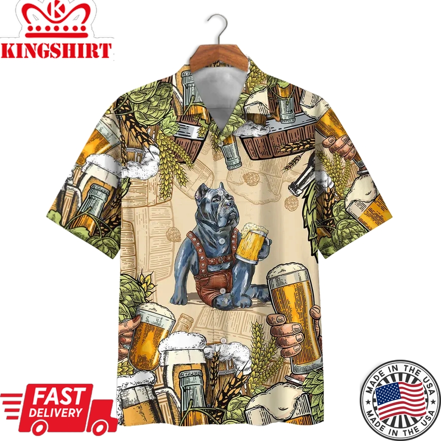 Pitbull & Beer Trendy Hawaiian Shirt