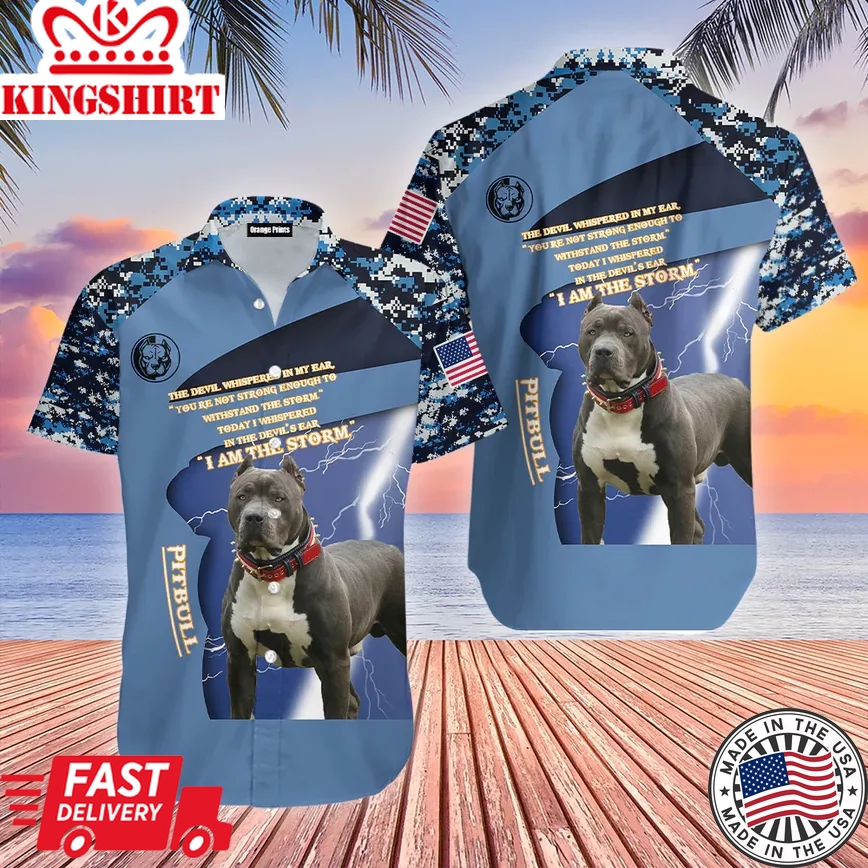 Pitbull Blue Trendy Hawaiian Shirt For